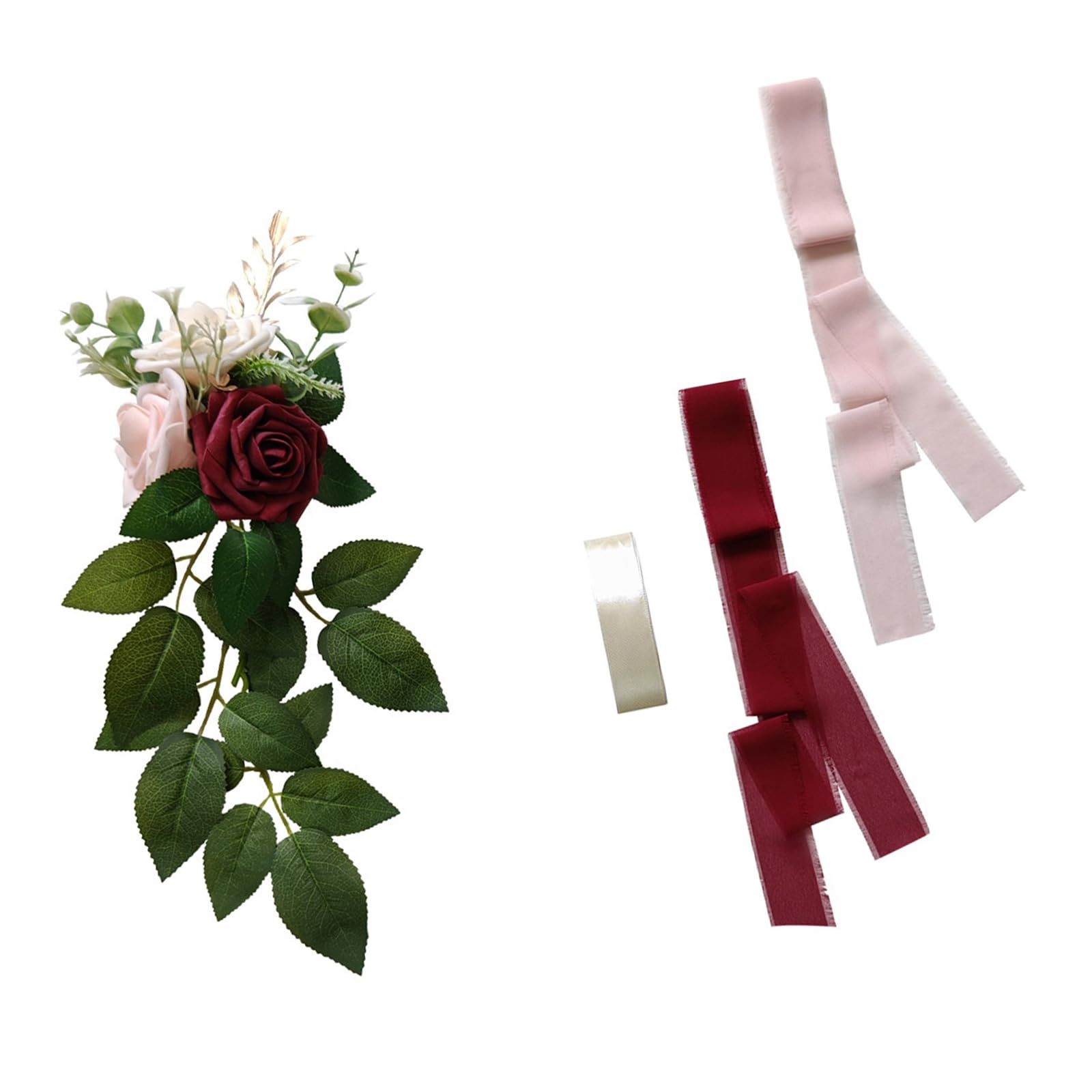 Kaeltsyn Artificial Flower with Ribbon for Wedding Chair Ceremony Setting Outdoor Wedding Decoration Back Flower
