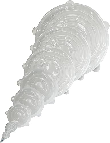 Miniatura 2 de Tapas elásticas de silicona reutilizables ecológicas (paquete de 14) para recipientes redondos y rectangulares de alimentos, aptas para