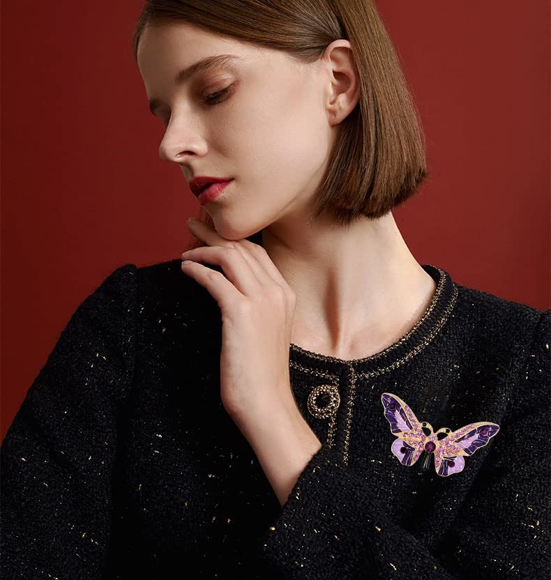 Image of Variety Styles Butterfly Brooch - Multi-Color Rhinestone Crystal Brooch Pin Cute Butterfly Shape Corsages Brooches Decoration Gift for Women
