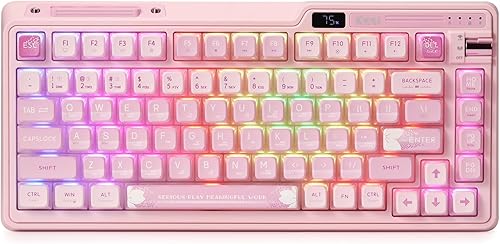 KZZI Teclado mecánico K75 PRO RGB 75% con junta inalámbrica, triple modo BT 5.02.4GUSB-C 82 teclas teclado para juegos intercambiable en caliente