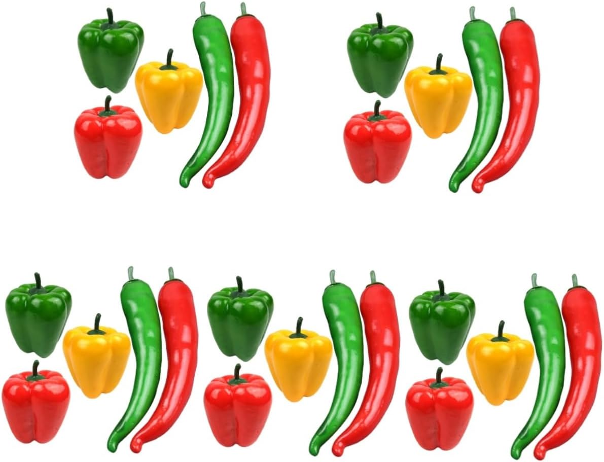Healifty 5sets 5pcs Artificial Chili Peppers Simulation Vegetable Model Props for Home Decor Shop Decorations and Photography Lightweight and Faux Food Ornaments 5pcs*5