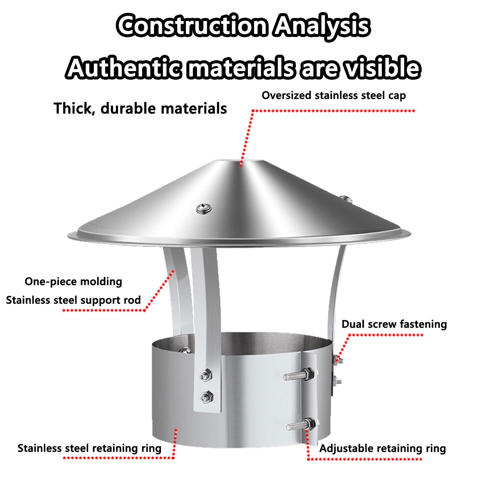 Comignolo In Acciaio Inox Per Camino, ComignolO Terminale Circolare, Comignolo Antivento Antipioggia, Fumaiolo ComignolO Canna Fumaria Camino Cappello(250 mm(9.843 in))
