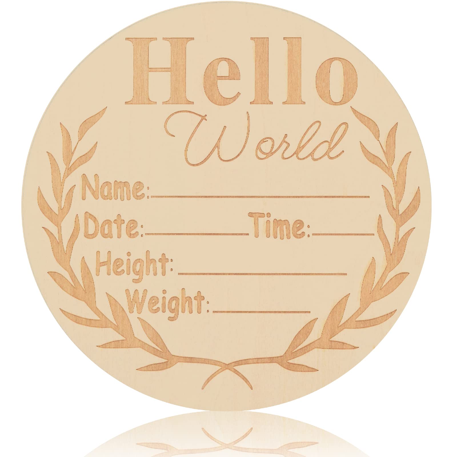 Hello Baby Mua Wooden Baby Announcement Sign, Round Wooden Newborn Welcome Sign Hello World New Baby Name Announcement Sign For Girl Boy Photo Prop Baby Shower Nursery Hospital B0bqqmhydw Birth Announcement Sign