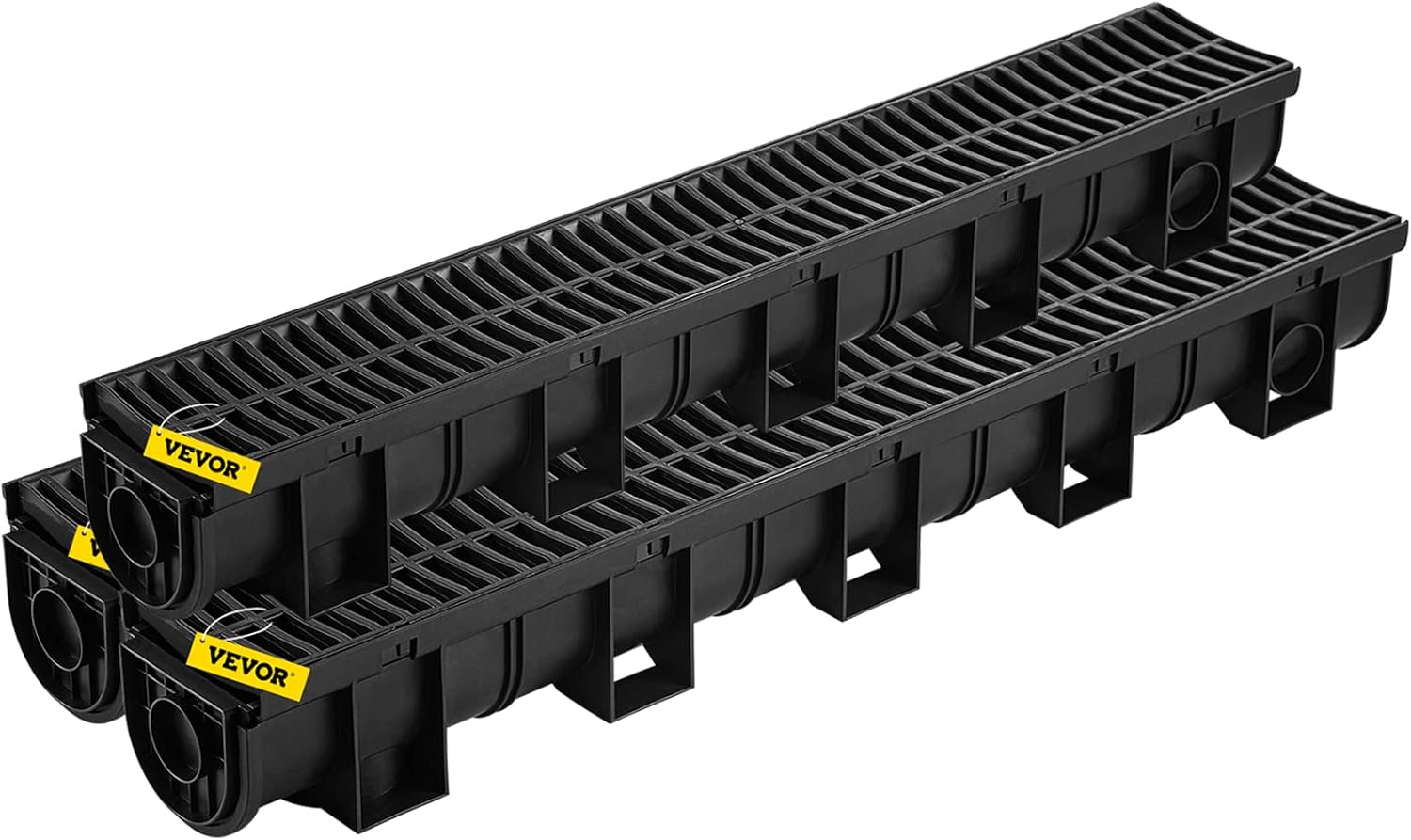 VEVOR Trench Drain System,5.8x5.2x39.4Inch HDPE Drainage Trench,Channel Drain with