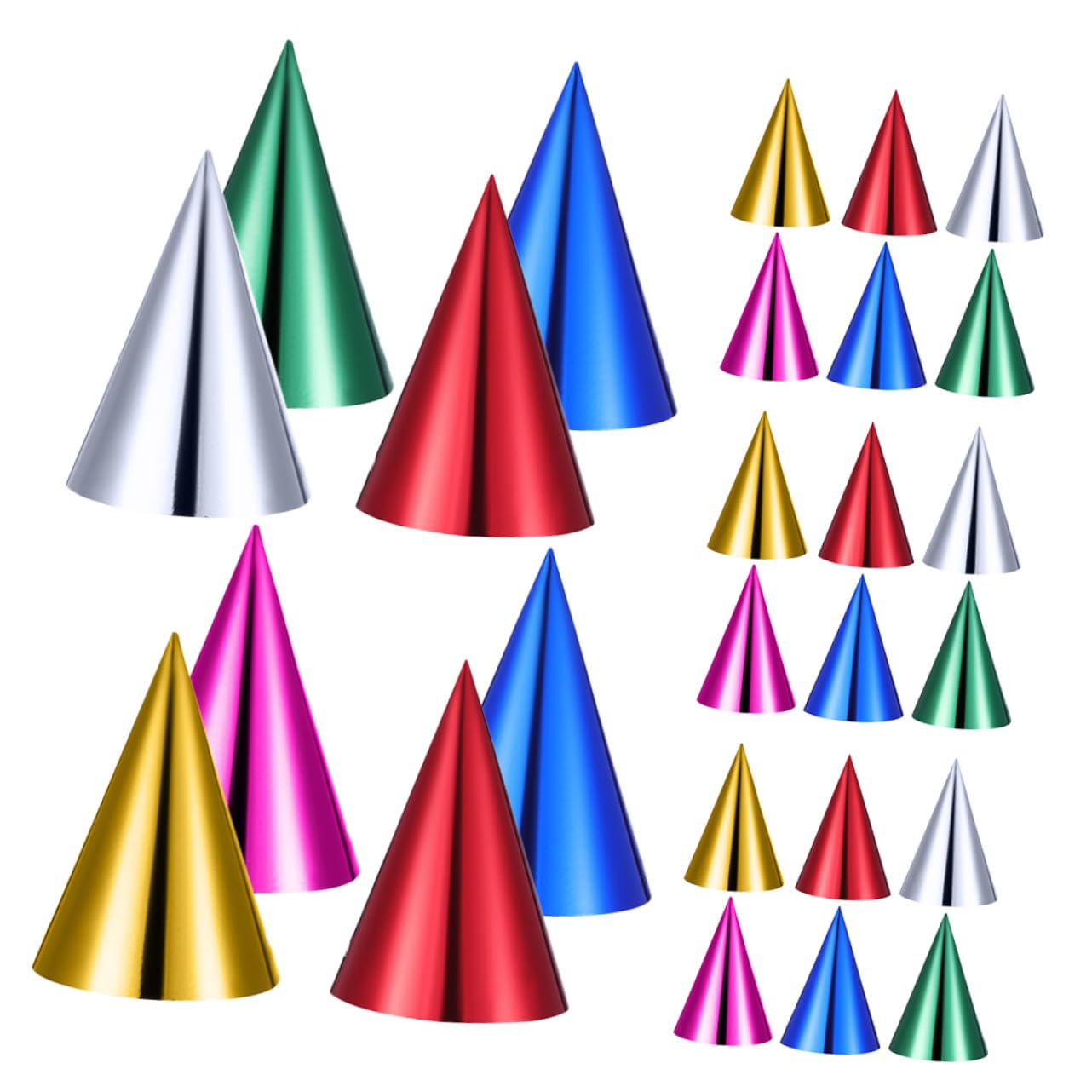 Mikinona 60 Piezas Sombreros de Fiesta Metálicos para Sombreros Cónicos de Papel para Cumpleaños con Diseño Brillante Accesorios para Celebraciones y Fotografía Montaje DIY