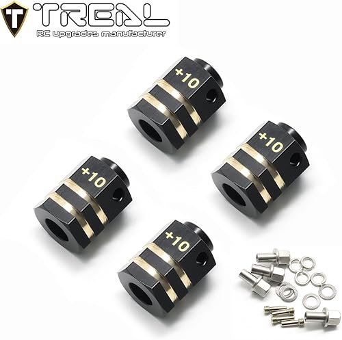 Miniatura 2 de Treal Juego de 4 cubos de rueda extendidos de latón, color negro, 4 unidades, compatible con TRX-4 RC Car +0.394 in