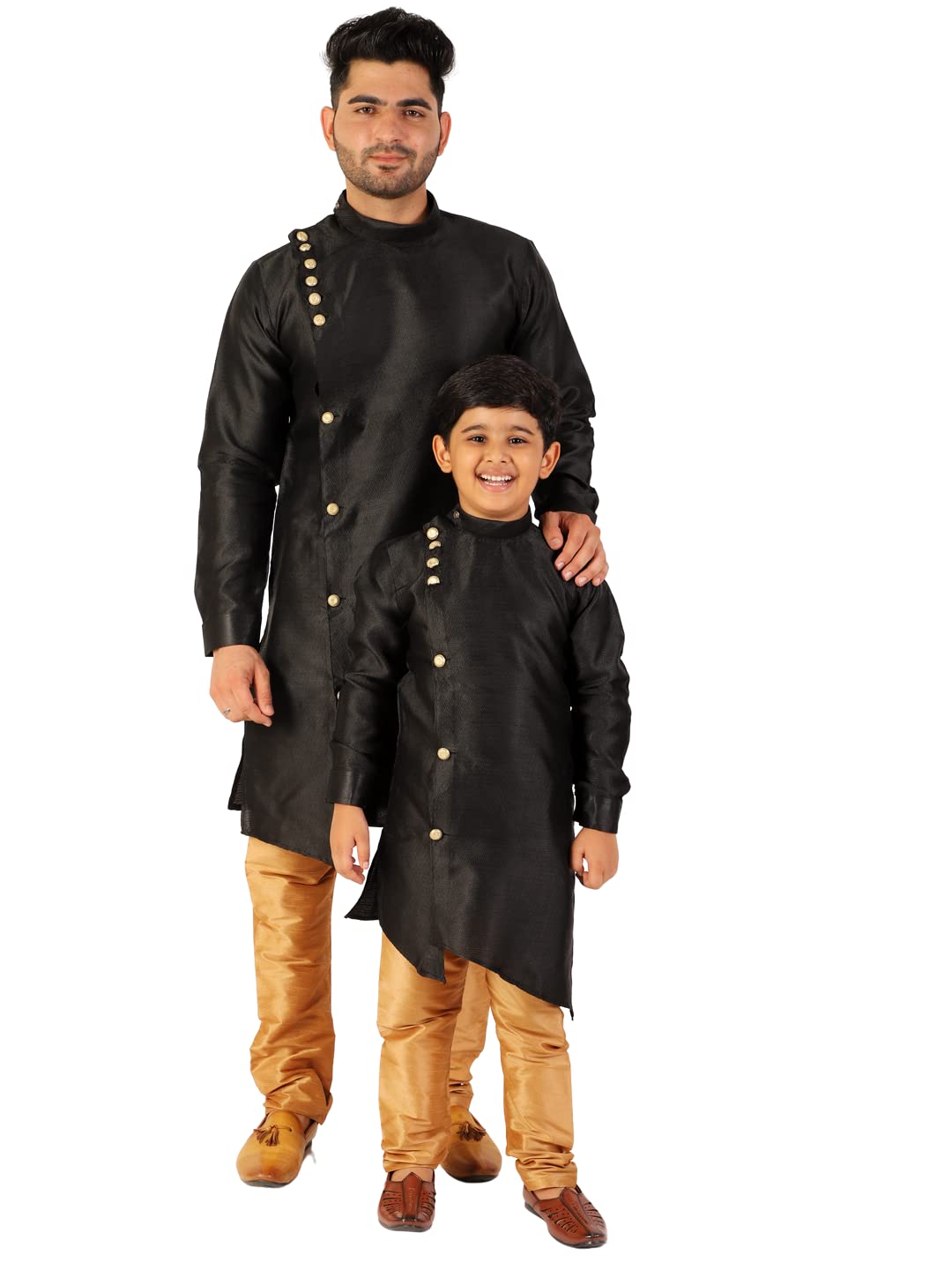 Pro-Ethic Style Developer Jacquard Silk Father And Son Matching Dress Kurta Pyjama Set Ethnic Wear (Combo) B-102 Pro-Ethic Style Developer Jacquard Silk Father And Son Matching Dress Kurta Pyjama Set Ethnic Wear (Combo) B-102