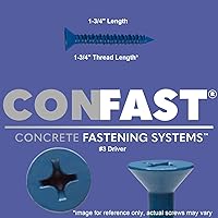 Vista 2 de CONFAST Anclaje de Tornillo de Concreto Phillips Plano Azul de 1/4 pulgadas x 1-3/4 pulgadas con Broca para Anclar a Mampostería, Bloque o Ladrillo