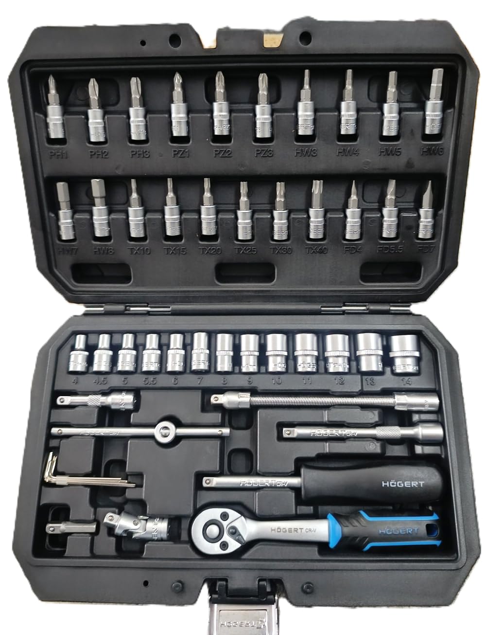 RAED HOGERT HT1R216 46-Piece 1/4″ Drive Socket Set – Germany, CrV Steel Sockets, 72-T Ratchet (CrMo), Heavy-Duty, 1 year warranty-image-17