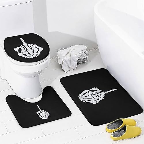 Miniatura 4 de Fuck Off - Juego de cortinas de ducha con alfombras antideslizantes, 4 piezas, juego de baño, cubierta para tapa de inodoro, accesorios de decoración