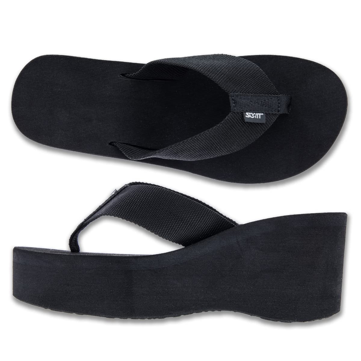 Scott Hawaii Women's Wahine Narrow Width Non-Marking Platform Wedge Slipper with Durable Nylon Straps