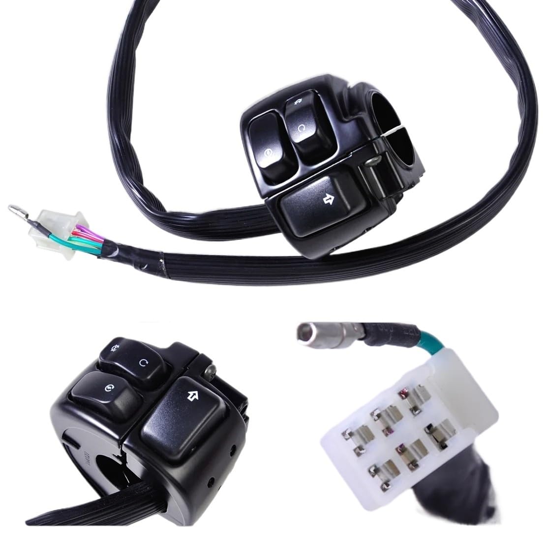 1" Right Side Motorcycle Handlebar Ignition Turn Signal Switch Wiring Harness Suitable for Harley Softail Dyna Sportster 1200 883 V-Rod