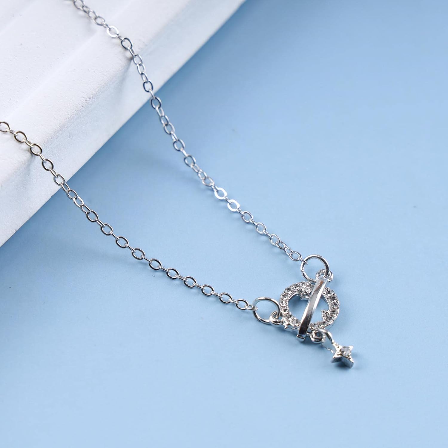 Boho Moon Star Necklace Crystal Planet Pendant Necklace Silver Celestial Necklaces Jewelry for Women - Image 6