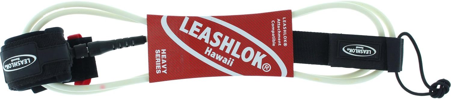 Leashlok Hawaii Heavy Series 8mm White Surfboard Leash - 9'