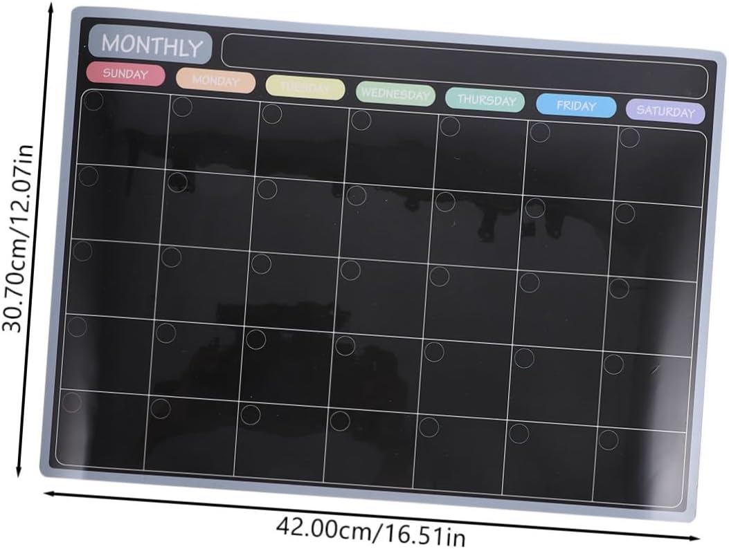Magnetic Dry Erase Calendar Planning Board for Fridge Xmas PET Black image 2