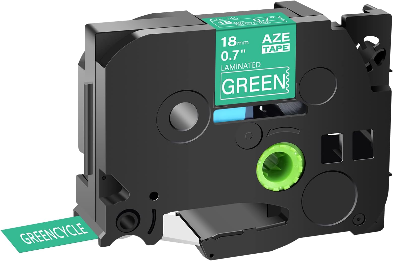 GREENCYCLE Compatible for Brother TZe-745 TZe745 TZ745 TZ-745 AZE Label Cartridge 18mm 0.7 Inch 3/4" White on Green Laminated Label Tape for PTD400, PTD400AD, PTD450, PTD600, PTP700, PTP710BT, 1 Pack