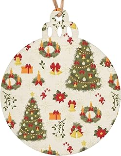 Zestaw 6 ozdób świątecznych WEGE, 4-kształtowa opcja drewniane drobiazgi do codziennego użytku, Boże Narodzenie graffiti dekoracja bożonarodzeniowa, 8 x 7 cm (3,15 x 2,75 cala)