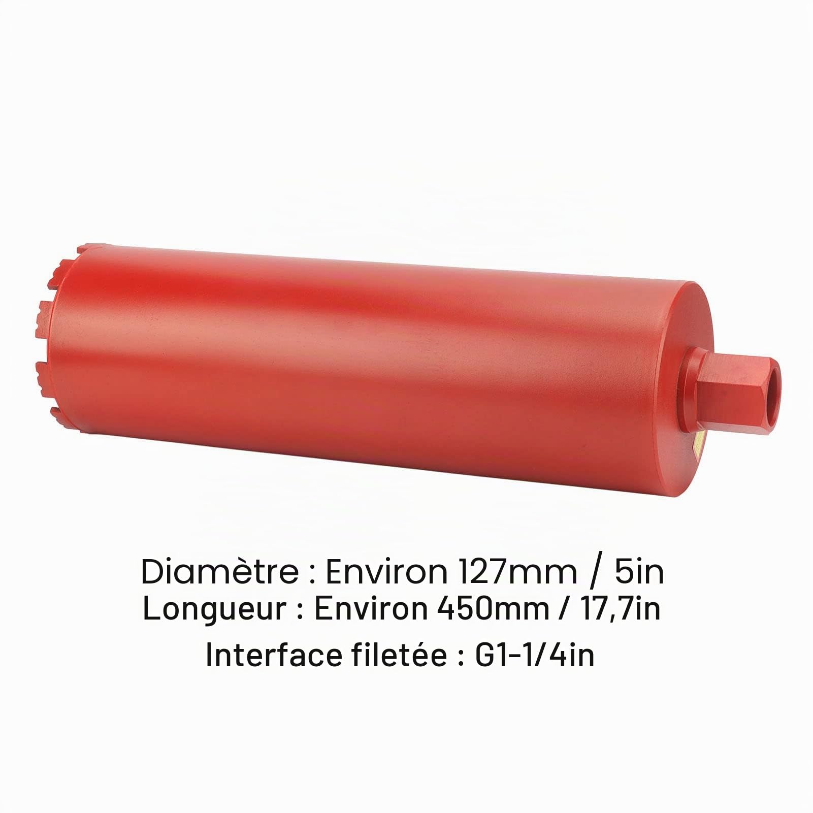 Tissting Foret Diamanté, Foret à Carotter Diamanté en Acier Allié 127mm G1 1/4 avec Évacuation des Copeaux Scie Cloche Diamant avec Segments Soudés au Laser pour Béton Carrelage Marbre