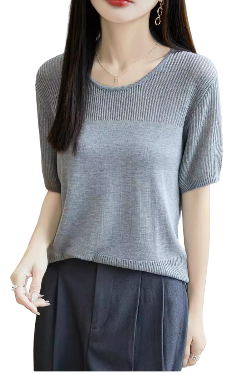 Maglioni da Donna, Maglie A Tunica A Maniche Corte, Maglioni in Maglia Leggeri, Giacca Estivi, Gilet con Scollo A Giro, Giacca Casual.