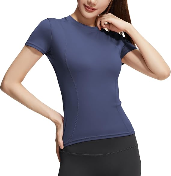 Workout Tops for Women Short Sleeve Athletic Tees Lightweight Quick Dry Yoga Gym Running Shirts