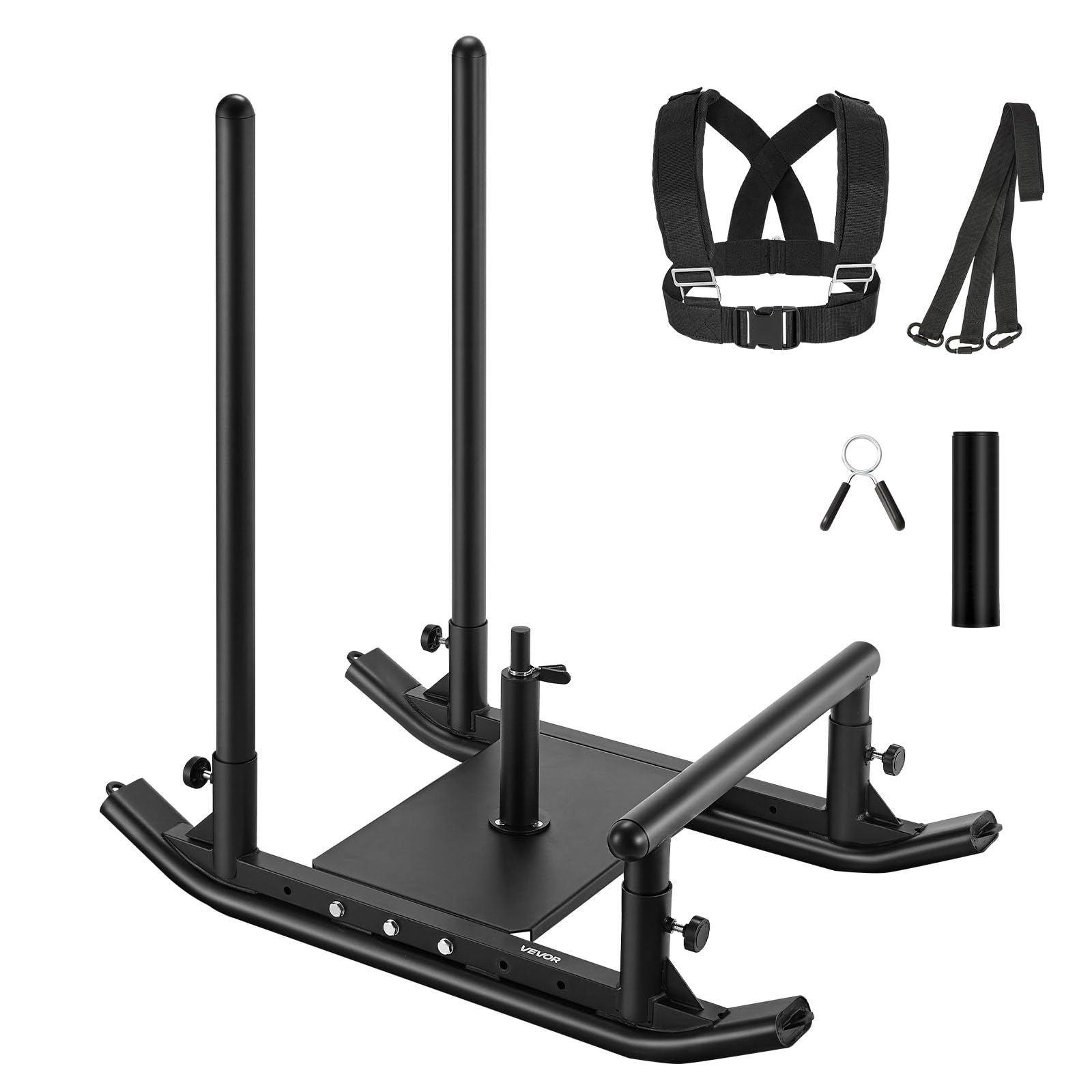 VEVOR Slitta con Pesi, per Dischi 25 e 51 mm Slitte per Allenamento di Forza e Forza per Esercizi Atletici e Miglioramento della Velocità, Attrezzatura per Allenamento Fitness con Maniglia, Nero