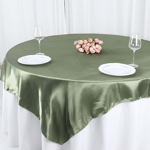 Miniatura 9 de Tableclothsfactory Mantel cuadrado de satén de 72 pulgadas para decoración de mesa de bodas, catering, fiesta, mantel cuadrado verde salvia de