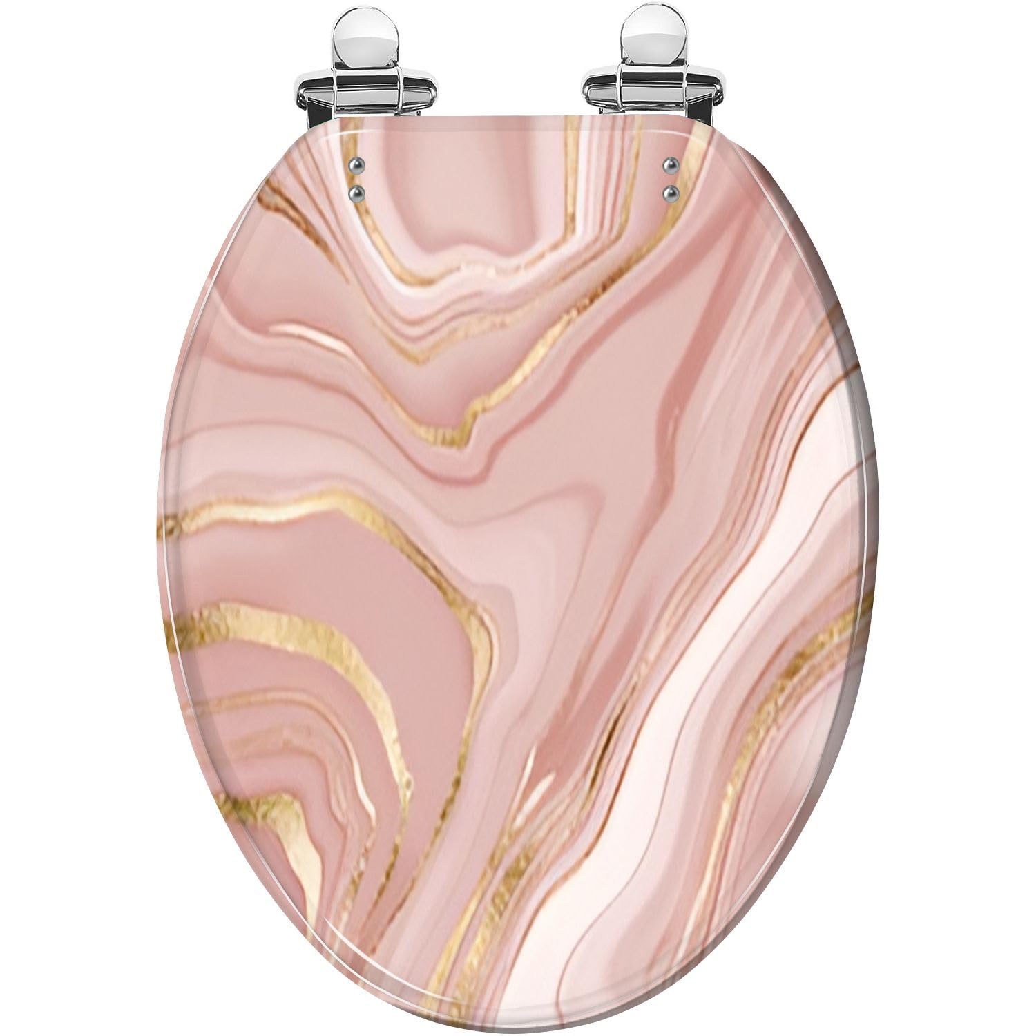 WHFEOIV9RE Elongated Toilet Seat Liquid marble abstract gold splash texture Resin Toilet Seat Quietly Slow Close with Quick-Release Hinges Toilet Seat with Cover Easy to Clean Install