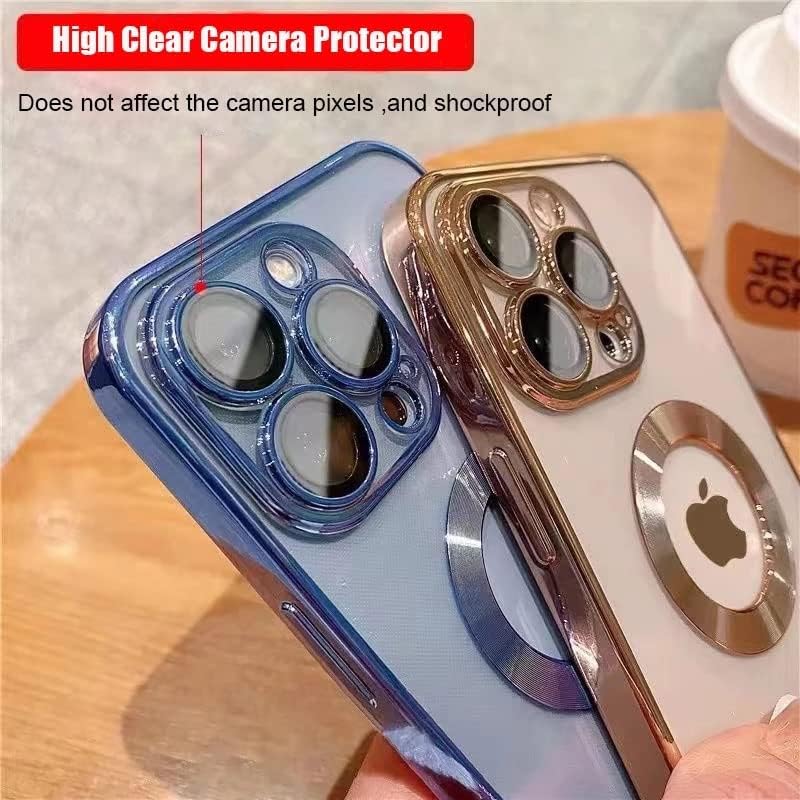 Image of mobistyle Compatible with iPhone 13 Pro, Electroplating Logo Cut View, Full Body & Camera Lens Protection, Transparent Silicone Case, Only Compatible iPhone 13 Pro, Blue