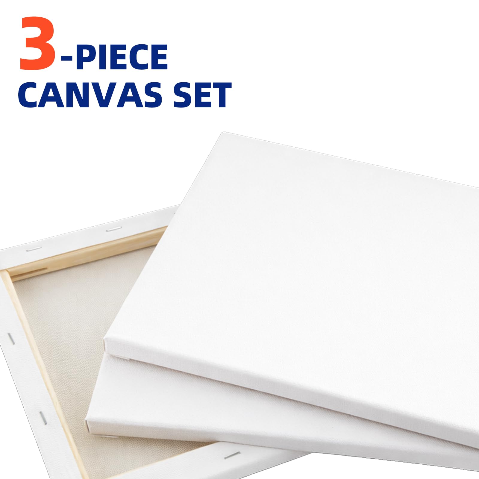 COOZEE Lot de 3 toiles tendues de 40 x 60 cm pour la peinture, pour débutants et artistes, cadre en bois tendu de 280 g/m² pour peinture acrylique, huile et aquarelle