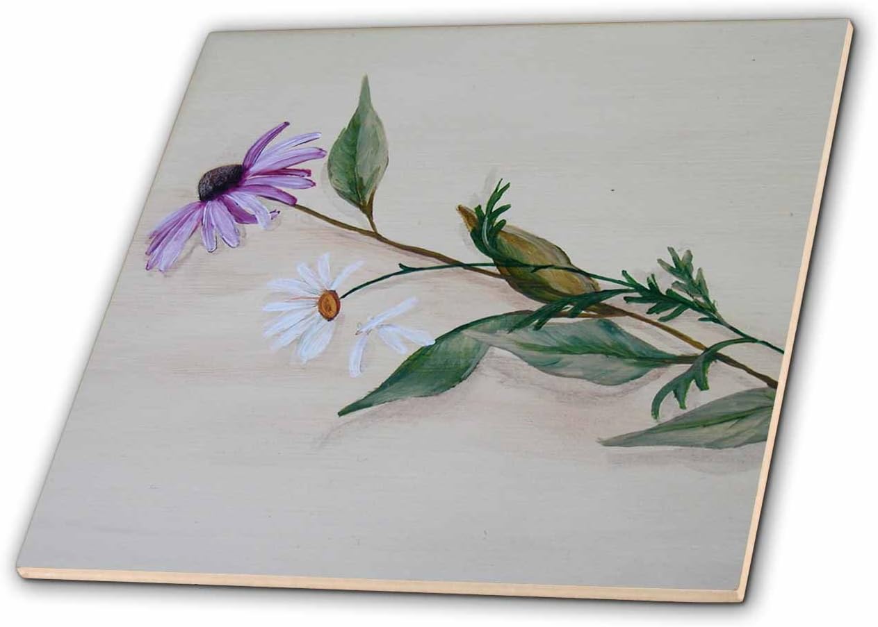 3dRose ct_44356_8 Coneflower and Daisey-Glass Tile, 12-Inch