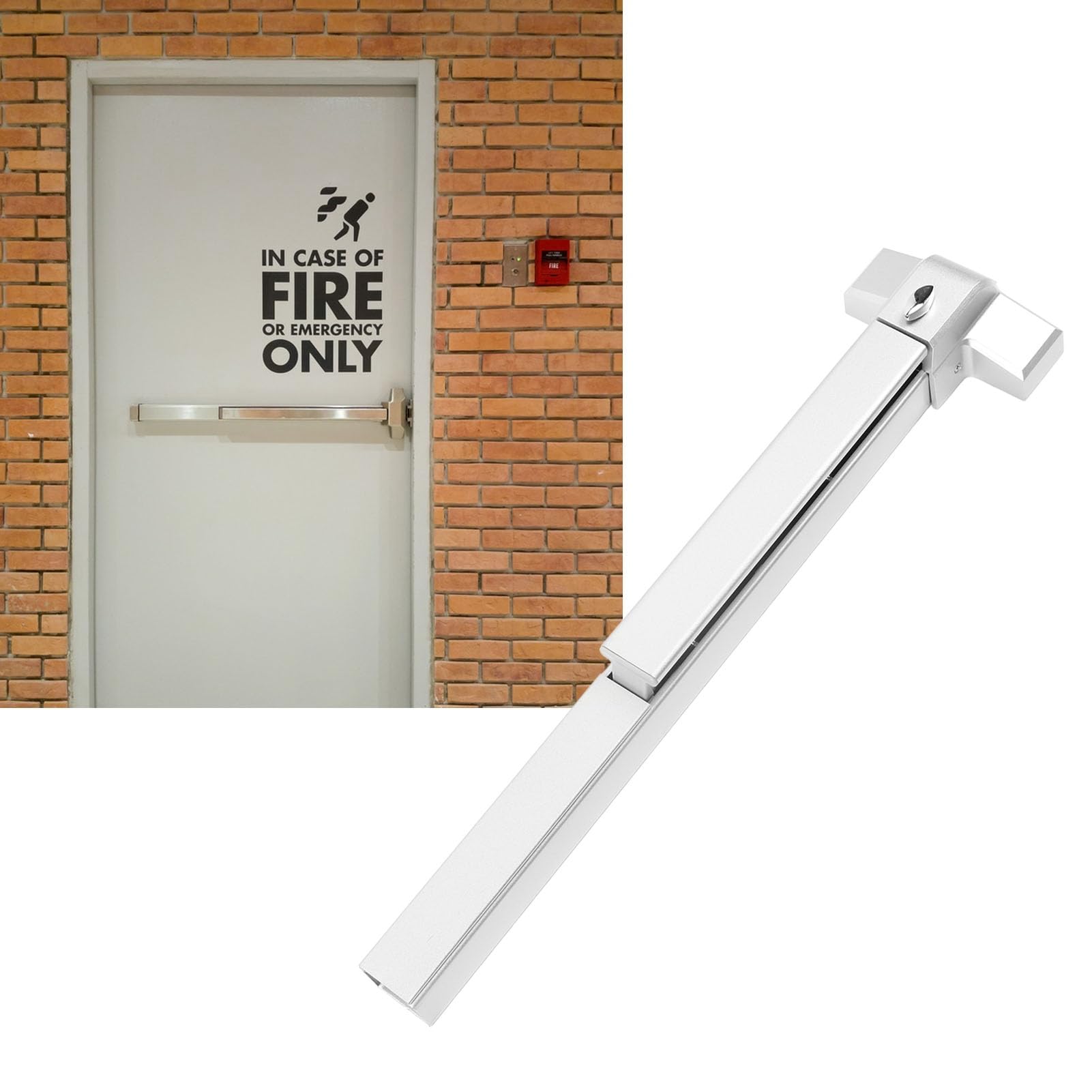 Dispositif de Sortie de Panique à Poussée de Porte de 65CM Poignée de Sortie de Panique d'urgence Commerciale en Acier Inoxydable 304 pour Hôtels, écoles, écoles, Bureaux, Magasins