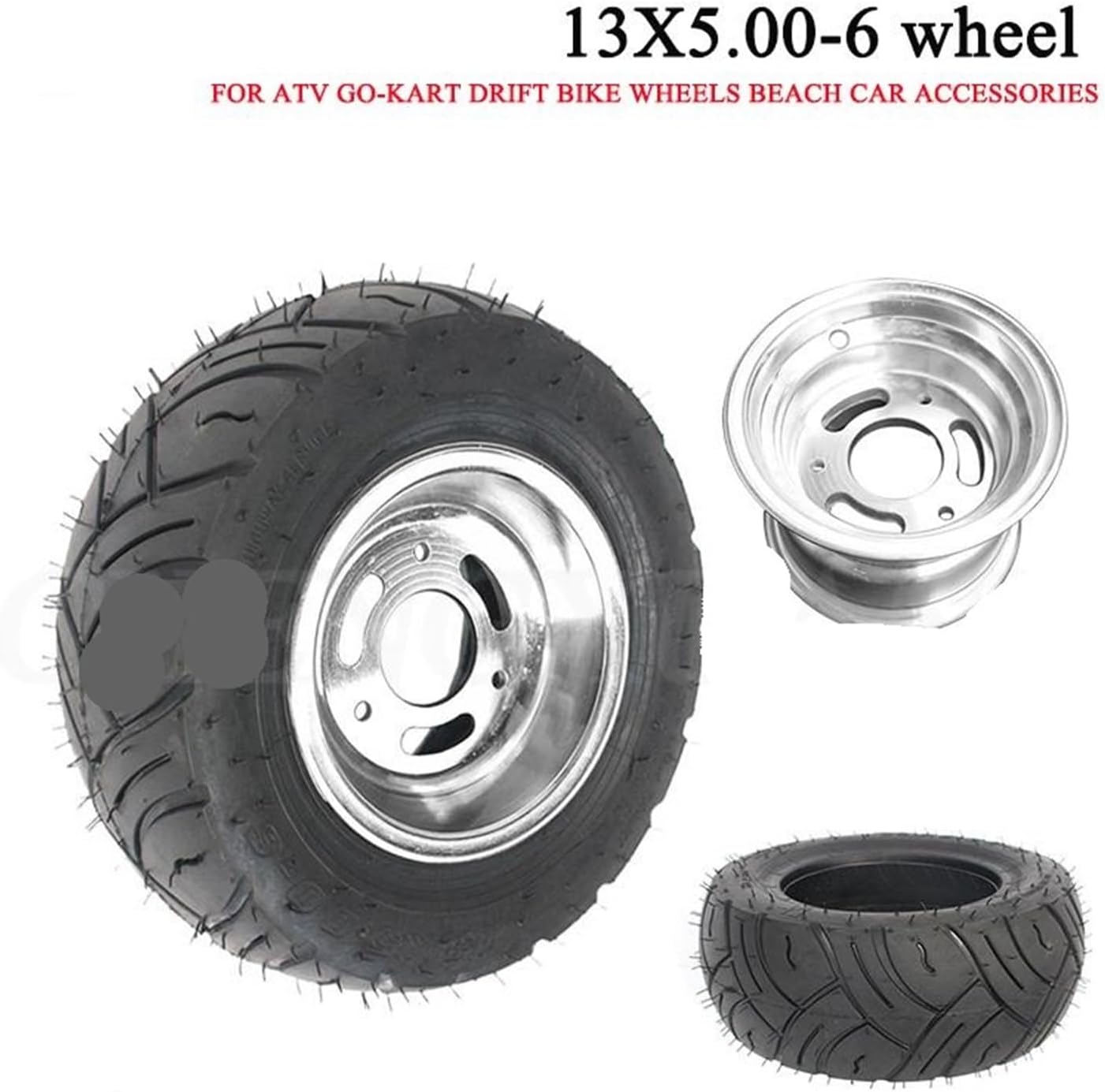 6 Inch Rim 13x5.00-6 Tire and Wheel for Garden Tractor, Rider Mower, ATV, Go-Kart, Drift Bike, Beach Car Accessories(Wheel)