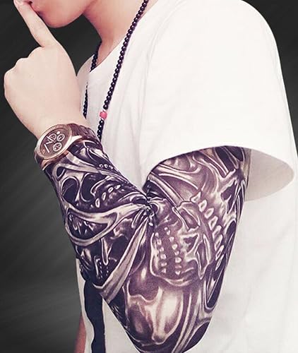 Miniatura 5 de Fantástico Me Tatuaje Temporal Brazo Mangas de Protector Solar Mangas Brazo Medias Para Montar Pesca Conducción, 5 unidades oscuras
