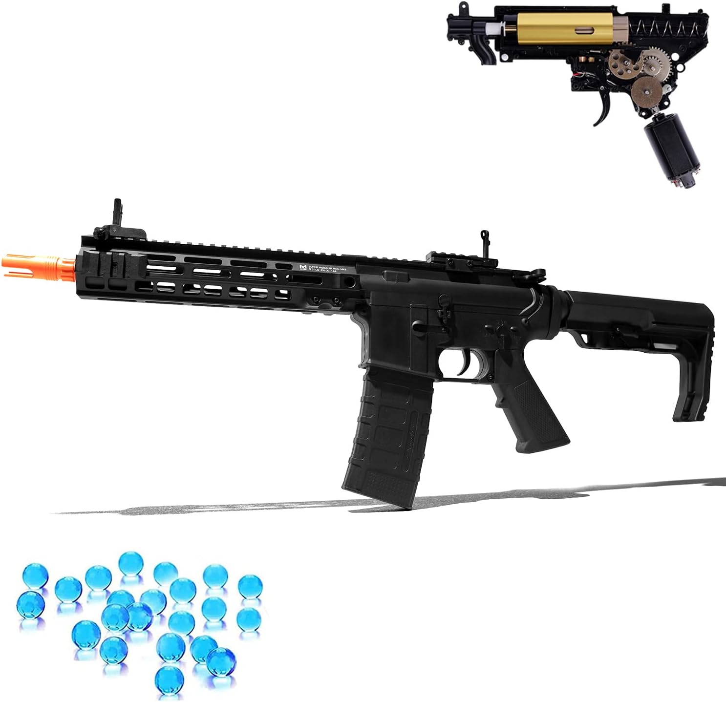 EMERBU Modified Gel Ball Electric Splatter M4MK8(Black) Blaster Toy Full Size Metal Gearbox