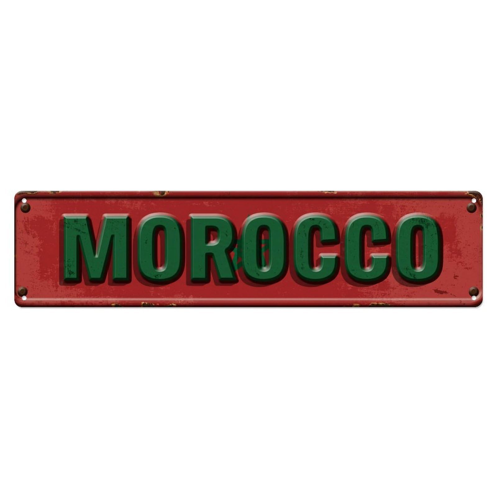 Vintage Morocco Flag Pattern Metal Tin Sign
