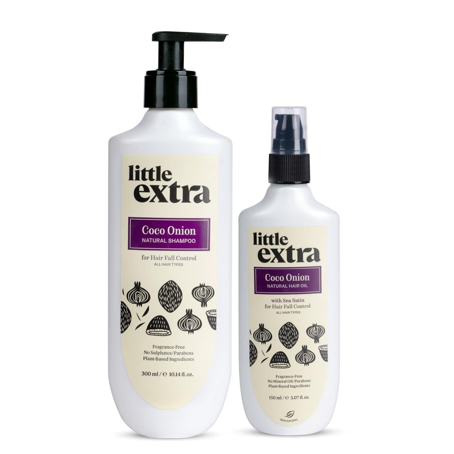 Buy Little Extra Coco Onion Combo Kit for Hair Fall Control Natural Hair Oil 150 ml + Shampoo