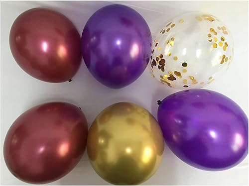 Globos de fiesta morado, burdeos y dorado, globos de color cromado metálico para graduación, mujeres, cumpleaños, boda, aniversario, despedida de