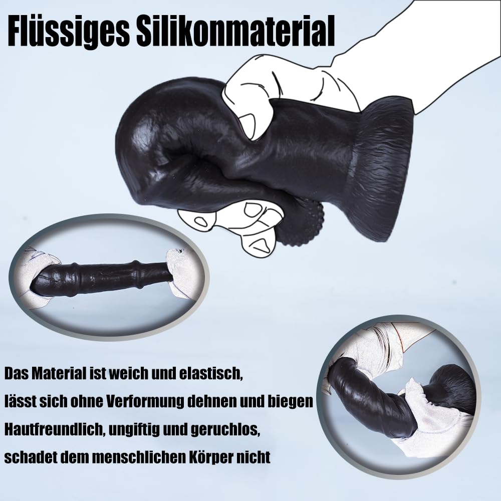 Realistischer Pferd Dildo Big Tier Dildo mit Starke Saugnapf Groß Flexibel Analdildo Flüssiges Silikon Pferde Großem Penis Vaginen G-Punkt Prostata Stimulation Sex Toy für Frauen, Männer (L)