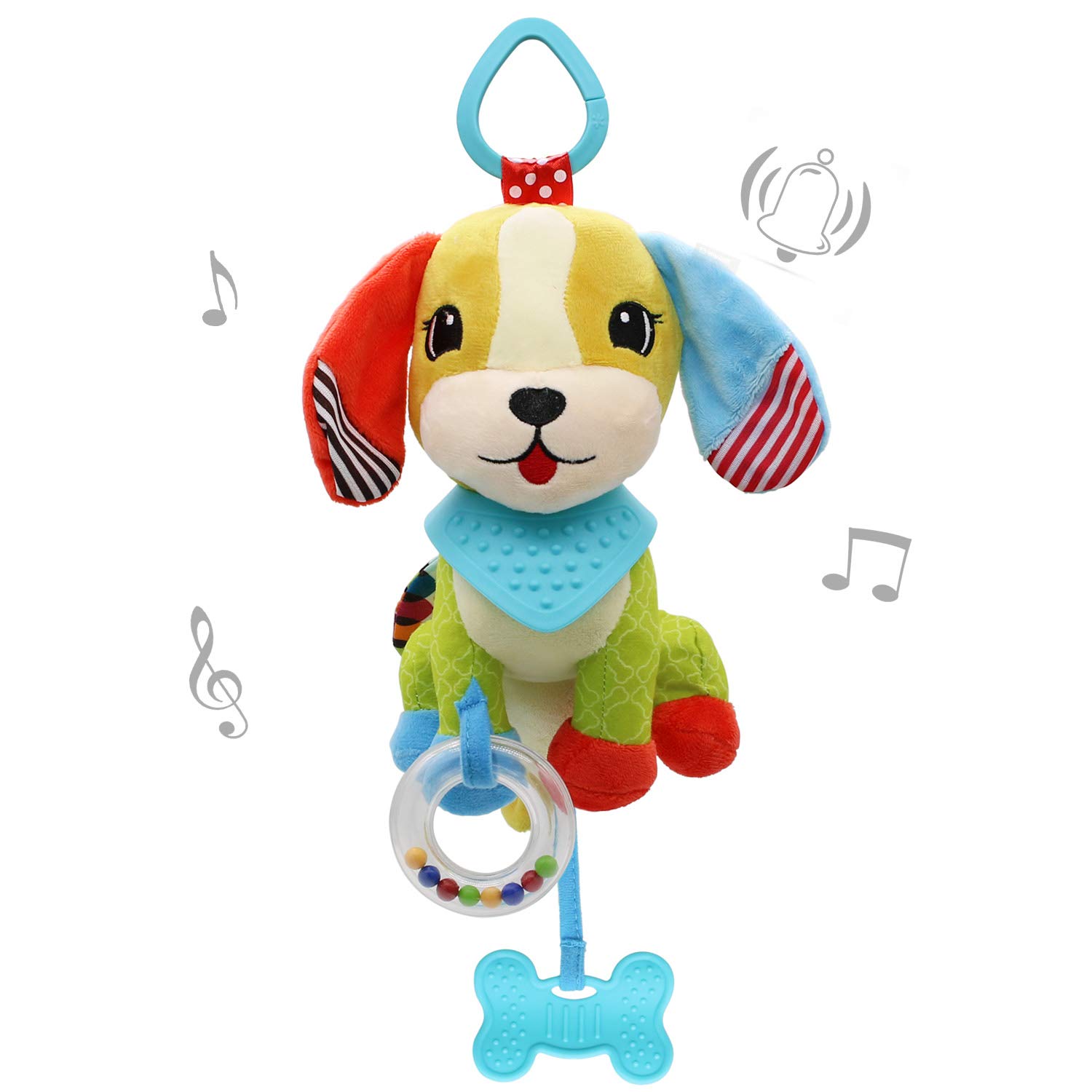 MARUMINE Baby Car Seat Stroller Toys Hanging Rattles Teether for 0-12 Months Infant Babies Boys and Girls (Dog)