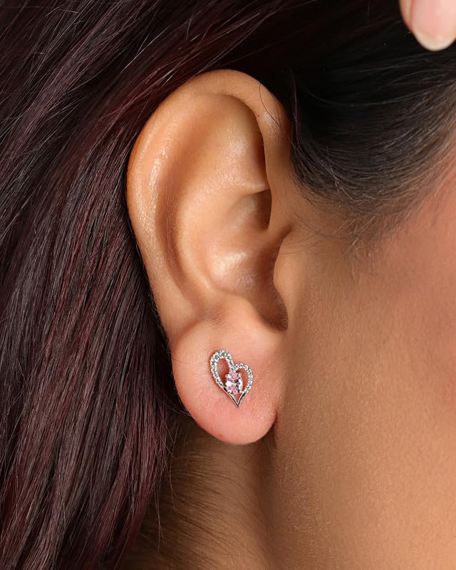 Image of CLARA 925 Sterling Silver Stud Earrings | Platinum Plated | Daily Wear |Gift for Women and Girls