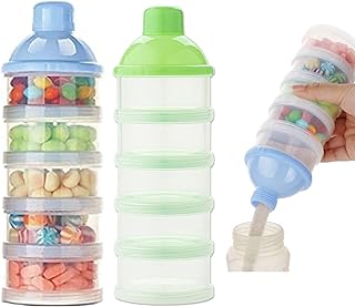 2 PCS 5 Layers Baby Milk Powder Dispenser, Milk Powder Pots,formula dispenser. Food Storage Tank, Candy Storage Tank, Powder Food Storage Tank,Formula Dispenser Portable Milk Powder Formula Dispenser Container Pot Box Milk Cans Snack Storage Box for Travel(Sky blue+ Green)
