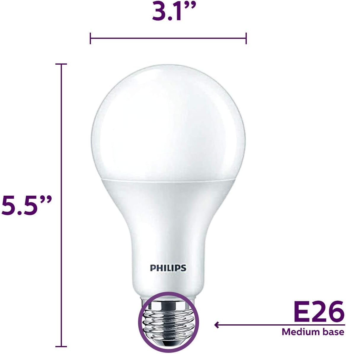 PHILIPS LED Dimmable A21 Light Bulb with Warm Glow Effect 1600-Lumen, 2200-2700 Kelvin, 16 (100-Watt Equivalent), E26 Base, Frosted, Soft White, 6-Pack