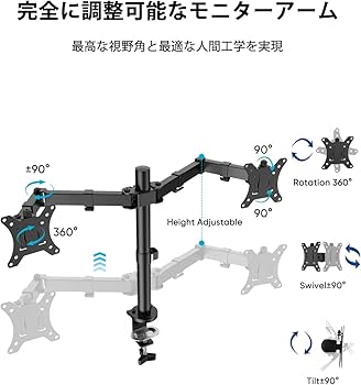 Amazon.co.jp: FORGING MOUNT モニターアーム デュアル 縦 上下 2画面