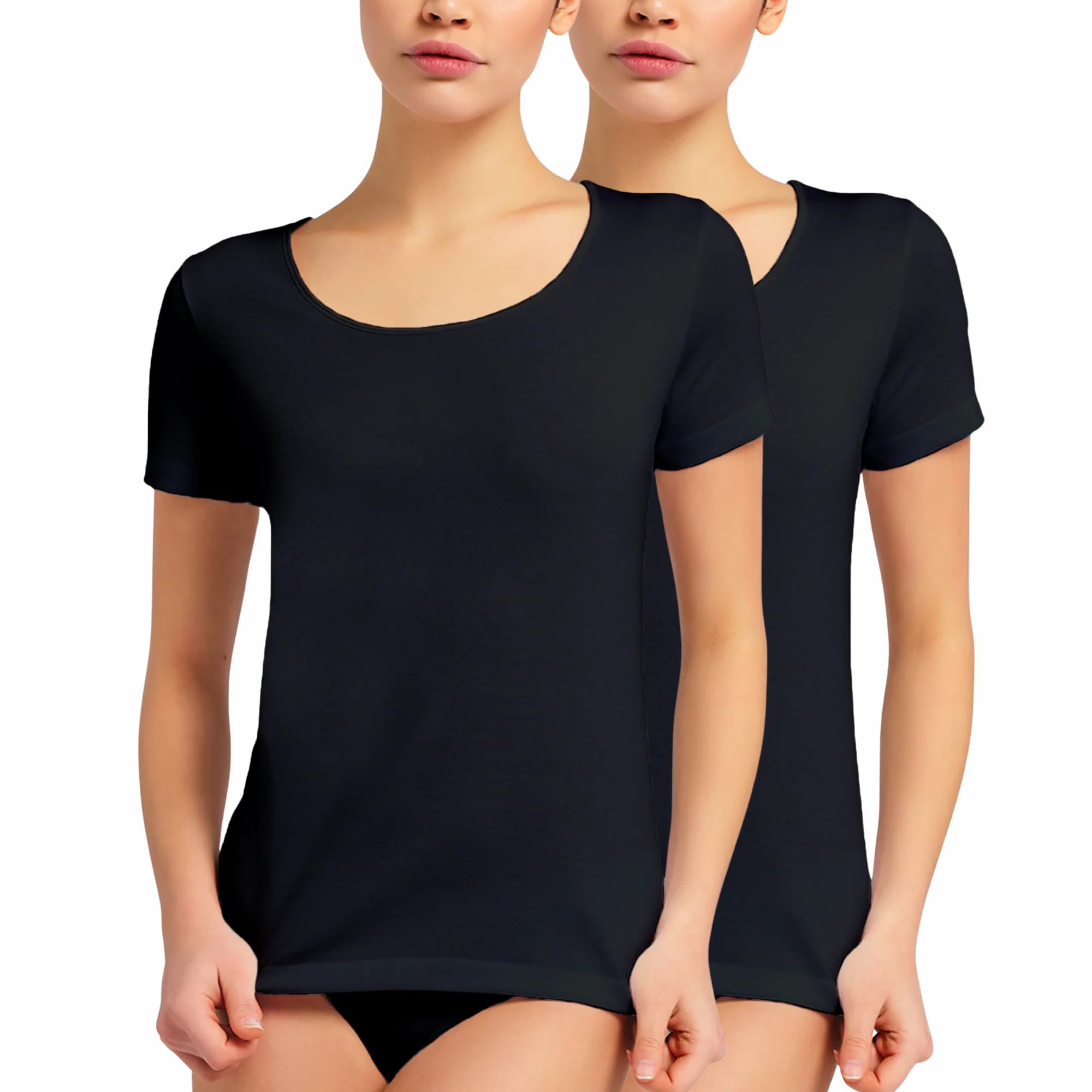 LIABEL Maglia Intima Donna Caldo Cotone Invernale, Tessuto Pesante (Pacco da 2), Canotta Termica