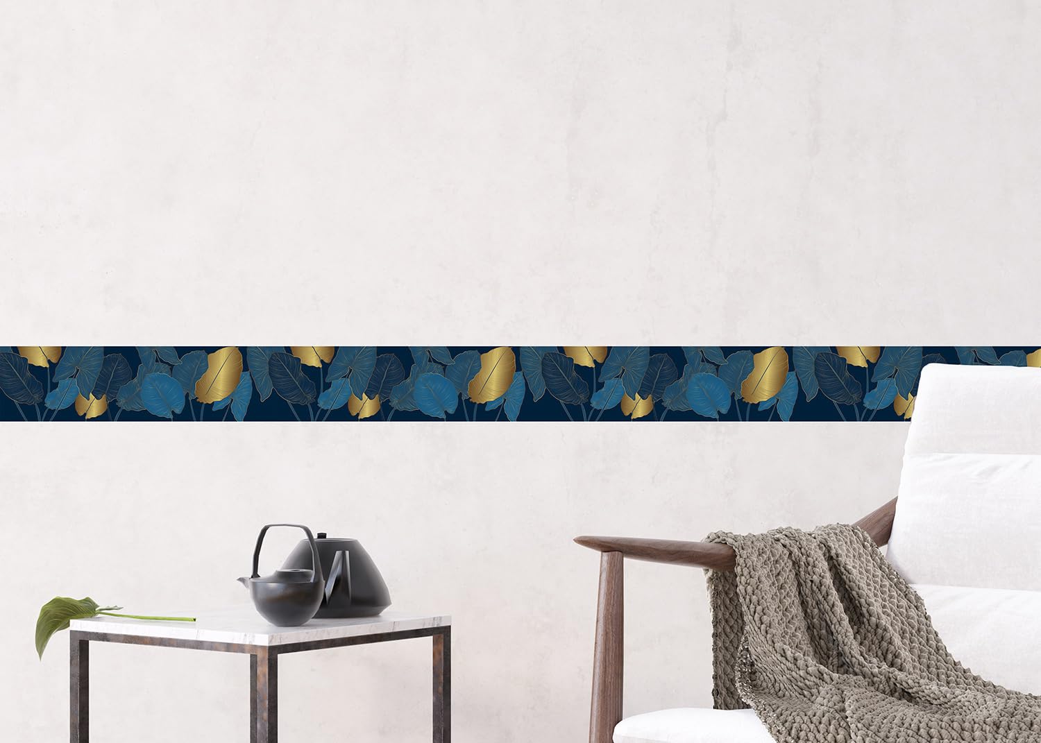 AG Design Selbstklebende Bordüre Blätter, AWB 8298 | Wasserfest Dekoration für Wände, Möbel, Tapeten, Wandverkleidungen und Türen, Folie, Mehrfarbig | Breite 500 cm x Höhe 13.8 cm