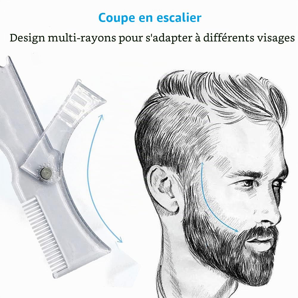 Pochoir de façonnage de barbe pour boucin, moustache, pattes, poils du visage, guide de toilettage pour homme
