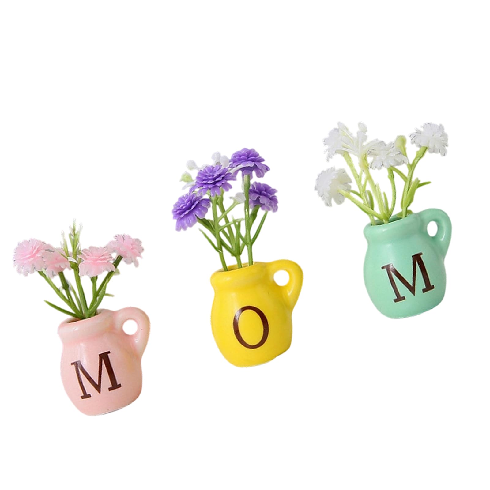 Oxxggkao Minis Vase Magnets for Fridge Minis Ceramic Vase with Artificial Flower Refrigerator for Kitchen Locker Decors Refrigerator Decorative