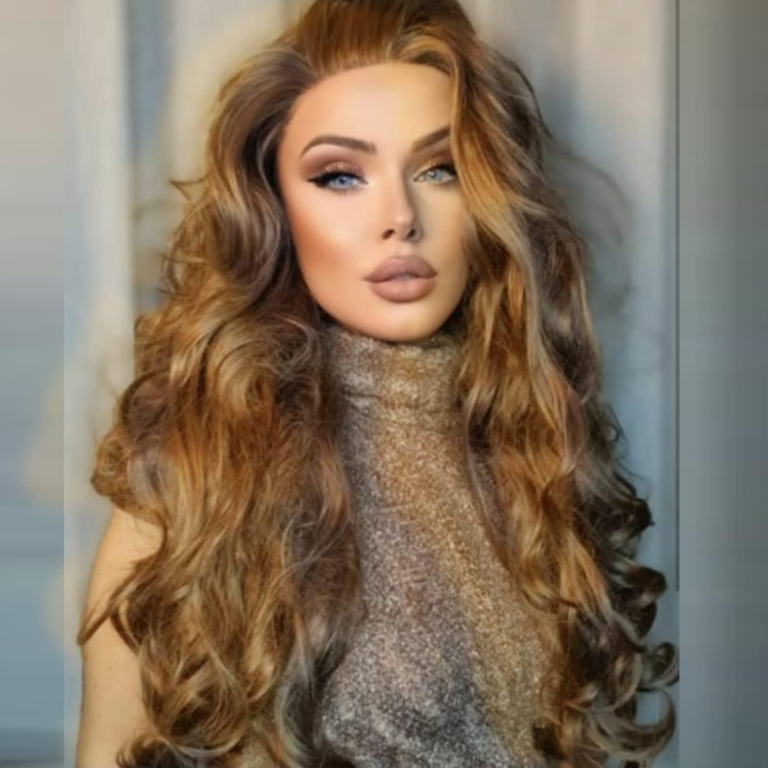 xiweiya Strawberry Blonde Lace Front Wig Long Body Wave 13x3 Lace Front Wigs Blonde Gold Hair Wigs Middle Part Heat Resistant Fiber Wig Hair Replacement for women 24inch