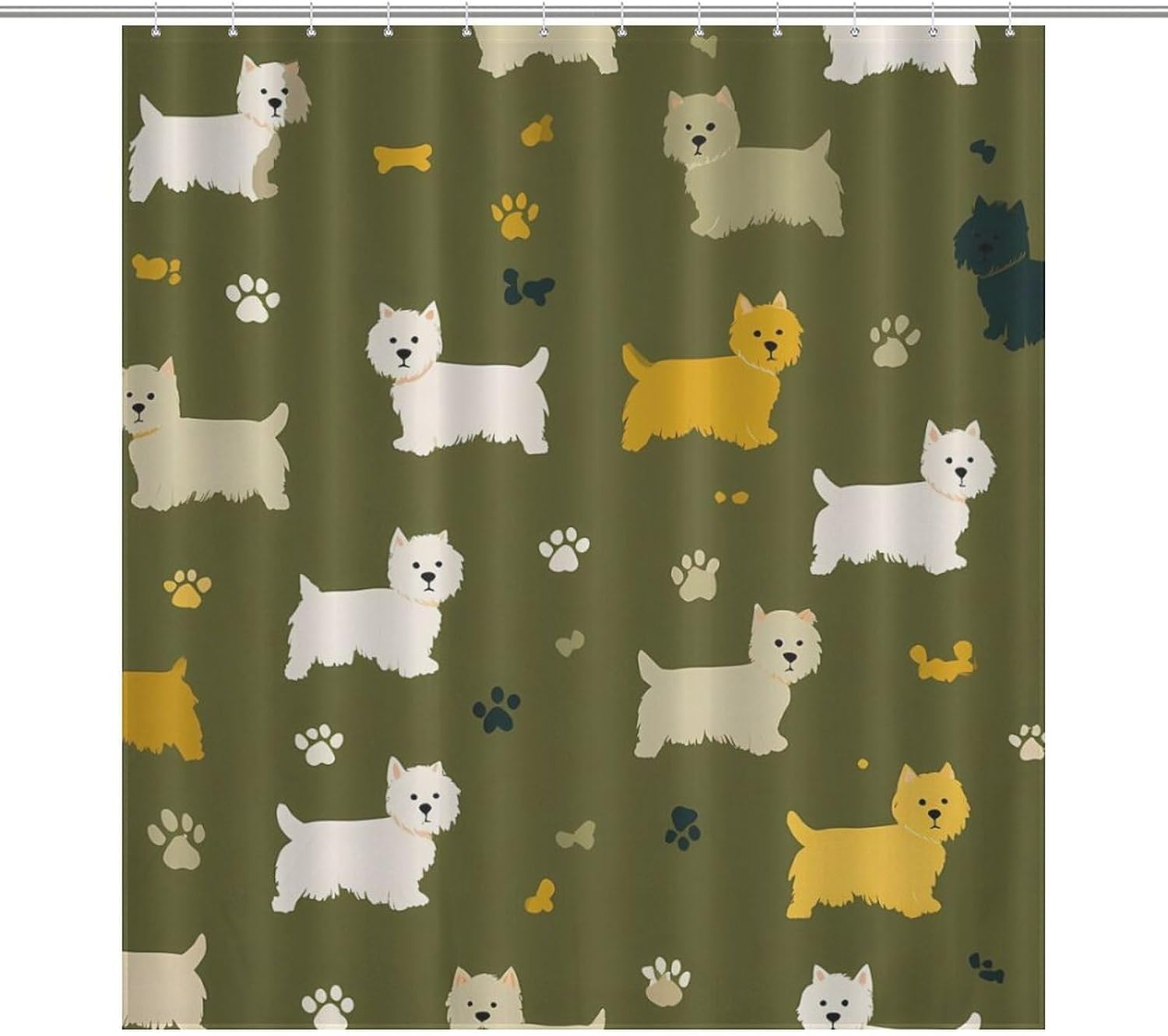 Abstract West Highland Terrier Dog Fabric Shower Curtain Liner Bath Bathroom