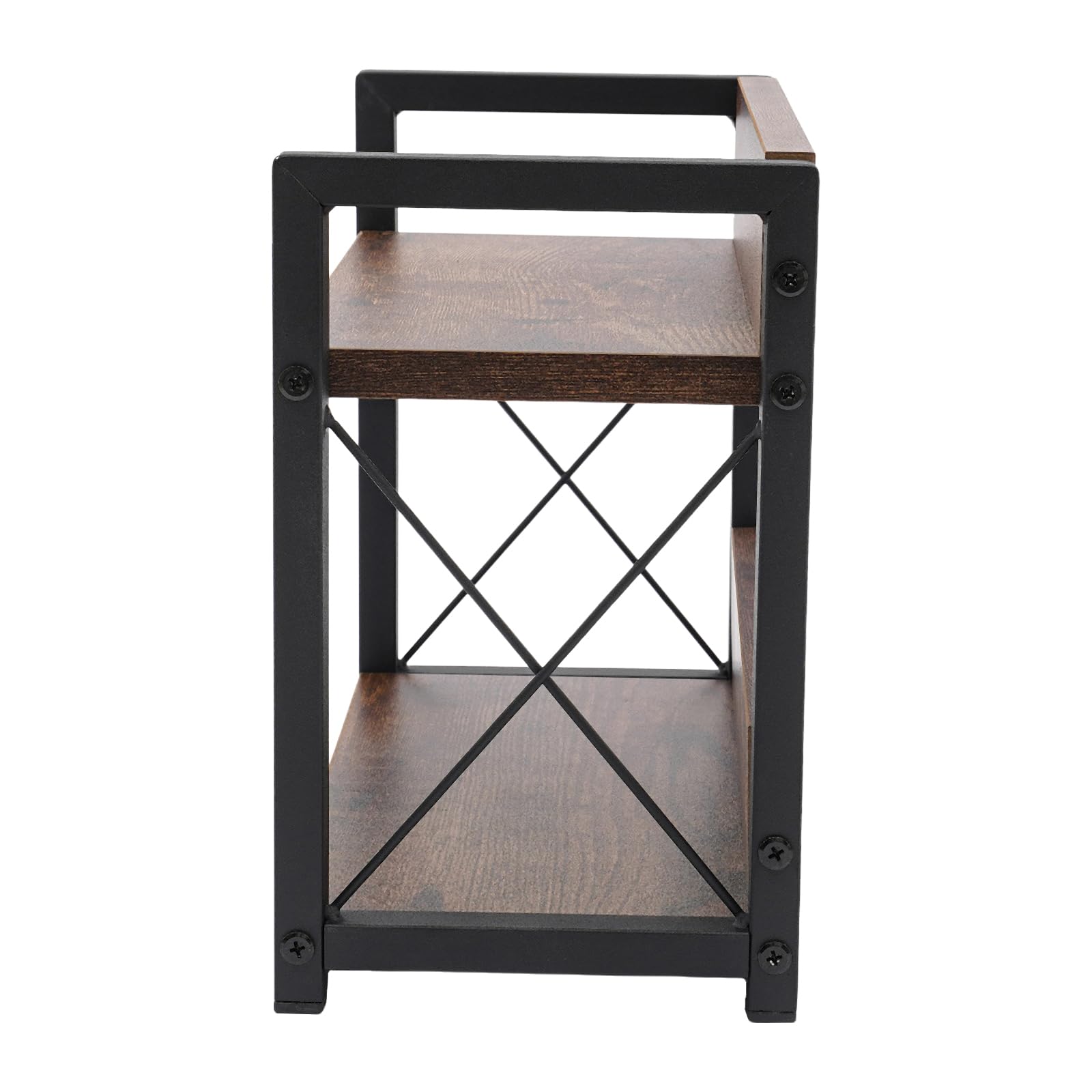 Gewürzregal, Küchenregal Stehend aus MDF und Eisen, 2 Etagen Gewürzständer für Arbeitsplatte, Stabiler Küchen Organizer mit 30kg Belastbarkeit, Rutschfest, Braun, 30x15,75x26,42cm